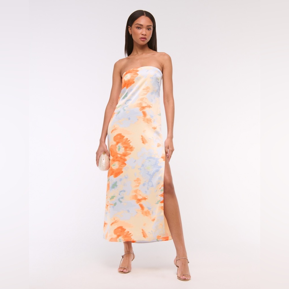 NWT Abercrombie & Fitch Orange Strapless Cocktail Dress SIZE M